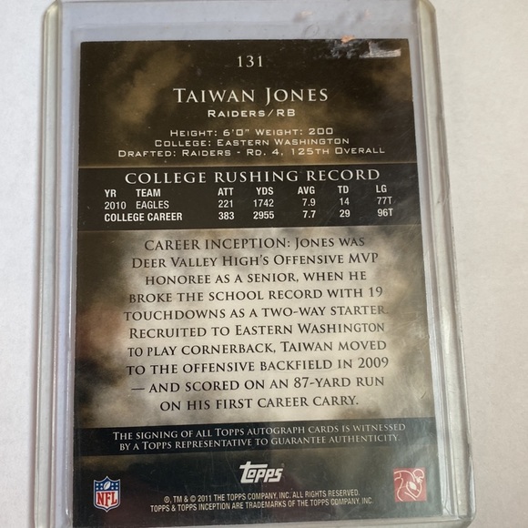 2011 Inception Taiwan Jones Rookie Autograph 285/900 - Picture 4 of 4